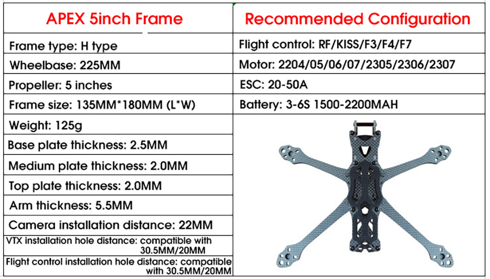 APEX-HD-5-Zoll-225mm-Carbon-Fiber-Frame-Kit-55mm-Arm-fuumlr-DIY-FPV-Freestyle-RC-Racing-Drone-2011252-1